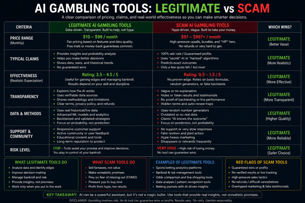 AI Gambling Tools - Legitimate vs Scam Pricing & Effectiveness