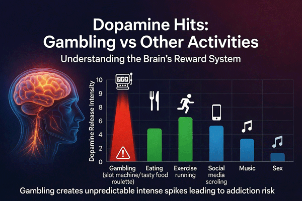Dopamine hits: gambling vs other activities