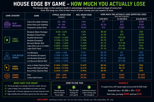 House Edge by Game - How Much You Actually Lose