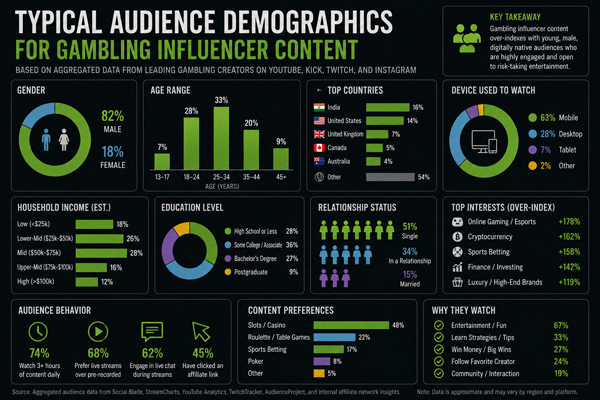 Typical Audience Demographics for Gambling Influencer Content