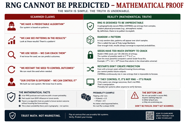 RNG Cannot Be Predicted - Mathematical Proof showing scammer claims vs reality